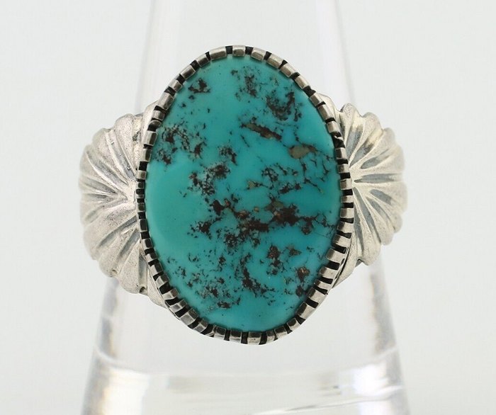 Navajo Ring 925 Silver Blue Sleeping Beauty Turquoise Artist Signed DK C.80's