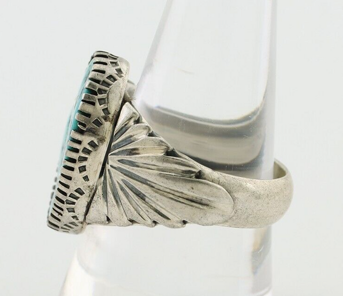 Navajo Ring 925 Silver Blue Sleeping Beauty Turquoise Artist Signed DK C.80's