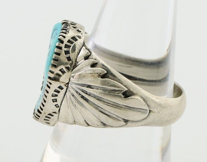 Navajo Ring 925 Silver Blue Sleeping Beauty Turquoise Artist Signed DK C.80's