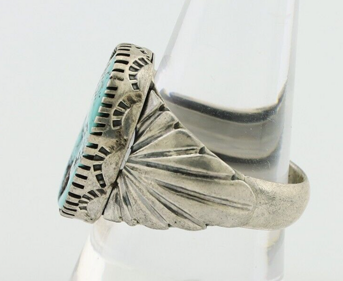 Navajo Ring 925 Silver Blue Sleeping Beauty Turquoise Artist Signed DK C.80's