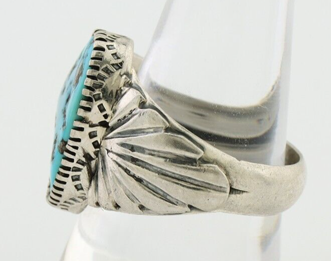 Navajo Ring 925 Silver Blue Sleeping Beauty Turquoise Artist Signed DK C.80's
