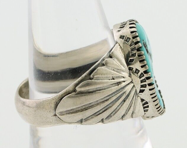 Navajo Ring 925 Silver Blue Sleeping Beauty Turquoise Artist Signed DK C.80's
