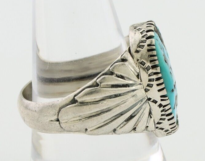 Navajo Ring 925 Silver Blue Sleeping Beauty Turquoise Artist Signed DK C.80's