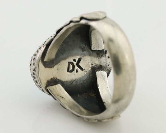 Navajo Ring 925 Silver Blue Sleeping Beauty Turquoise Artist Signed DK C.80's