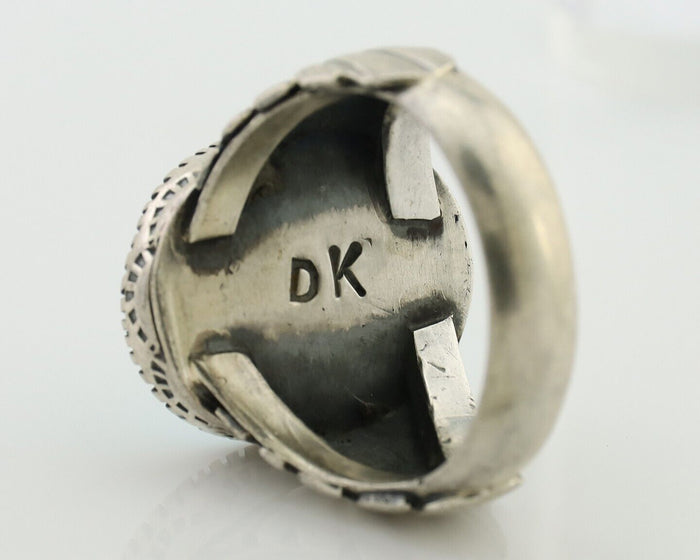 Navajo Ring 925 Silver Blue Sleeping Beauty Turquoise Artist Signed DK C.80's