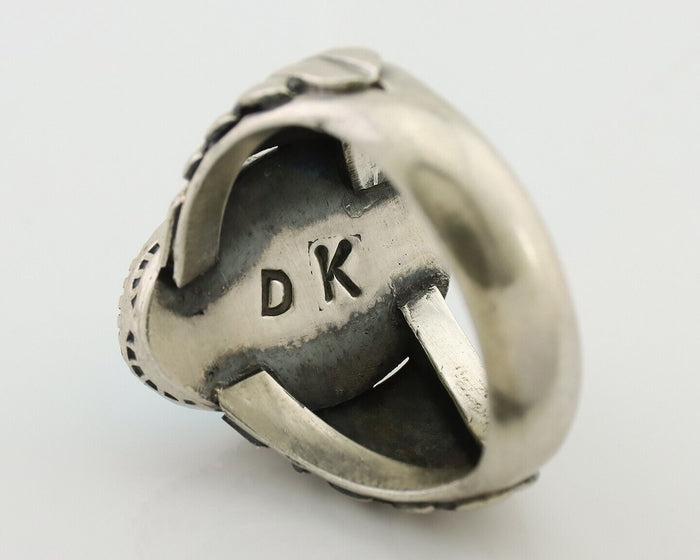 Navajo Ring 925 Silver Blue Sleeping Beauty Turquoise Artist Signed DK C.80's