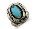 Navajo Ring 925 Silver Blue Sleeping Beauty Turquoise Signed LM NEZ C.80's