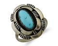 Navajo Ring 925 Silver Blue Sleeping Beauty Turquoise Signed LM NEZ C.80's