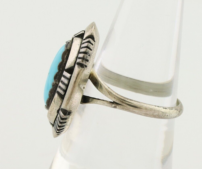 Navajo Ring 925 Silver Blue Sleeping Beauty Turquoise Signed LM NEZ C.80's