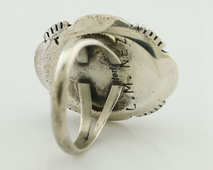 Navajo Ring 925 Silver Blue Sleeping Beauty Turquoise Signed LM NEZ C.80's