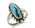 Navajo Ring 925 Silver Blue Tuquoise Artist Signed SC Size 9.5