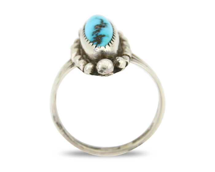 Navajo Ring 925 Silver Blue Tuquoise Artist Signed SC Size 9.5