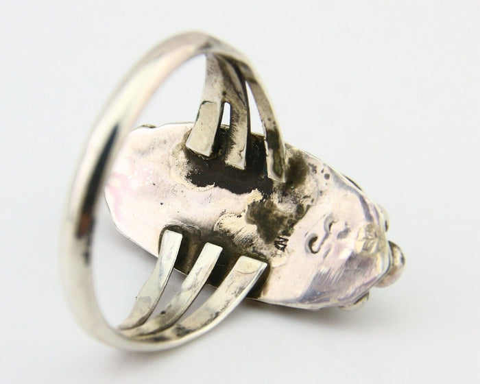 Navajo Ring 925 Silver Blue Tuquoise Artist Signed SC Size 9.5