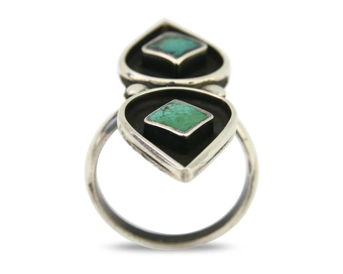Navajo Ring 925 Silver Blue Tuquoise Native American Artist Size 7.0