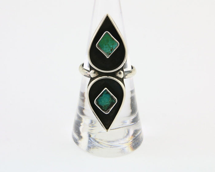 Navajo Ring 925 Silver Blue Tuquoise Native American Artist Size 7.0