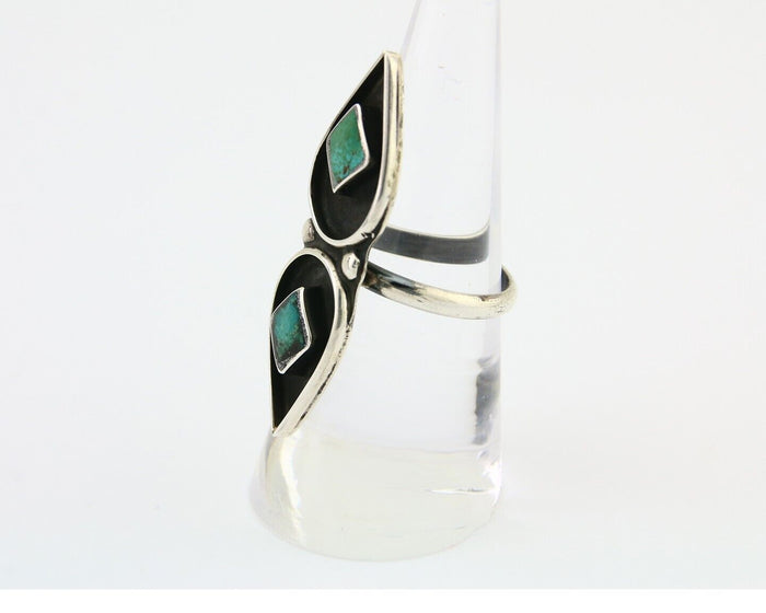 Navajo Ring 925 Silver Blue Tuquoise Native American Artist Size 7.0