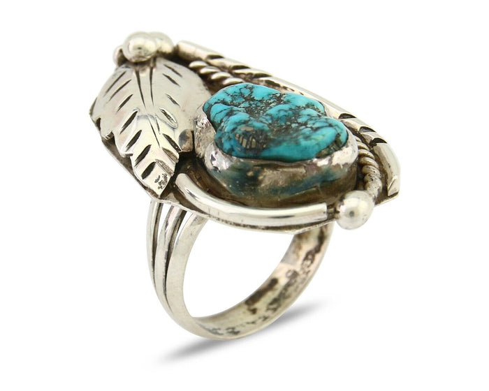 Navajo Ring 925 Silver Blue Tuquoise Signed David Garcia Size 8.0