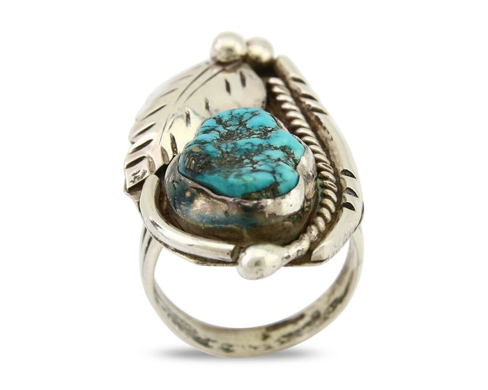 Navajo Ring 925 Silver Blue Tuquoise Signed David Garcia Size 8.0