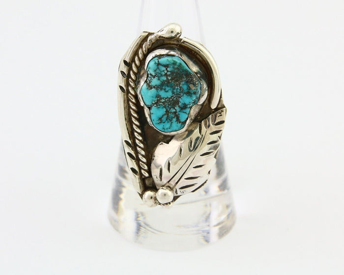Navajo Ring 925 Silver Blue Tuquoise Signed David Garcia Size 8.0