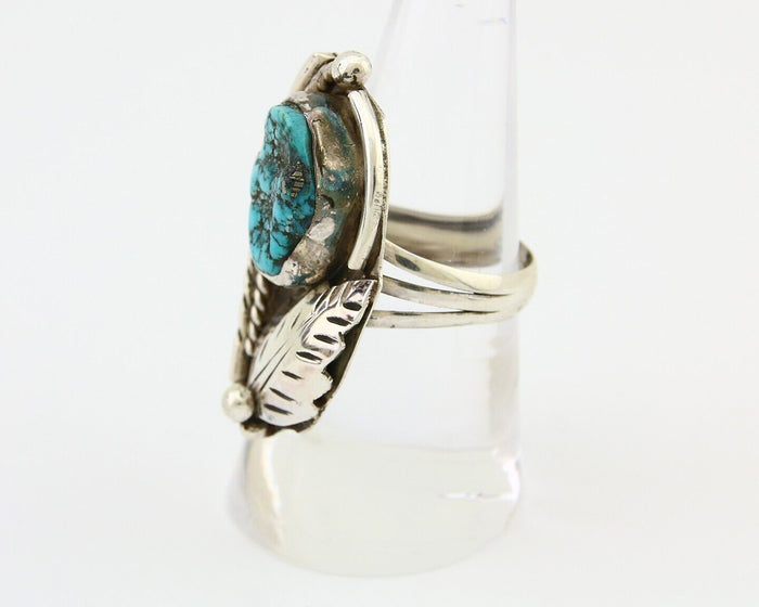 Navajo Ring 925 Silver Blue Tuquoise Signed David Garcia Size 8.0
