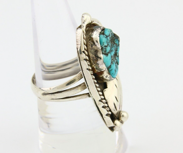 Navajo Ring 925 Silver Blue Tuquoise Signed David Garcia Size 8.0