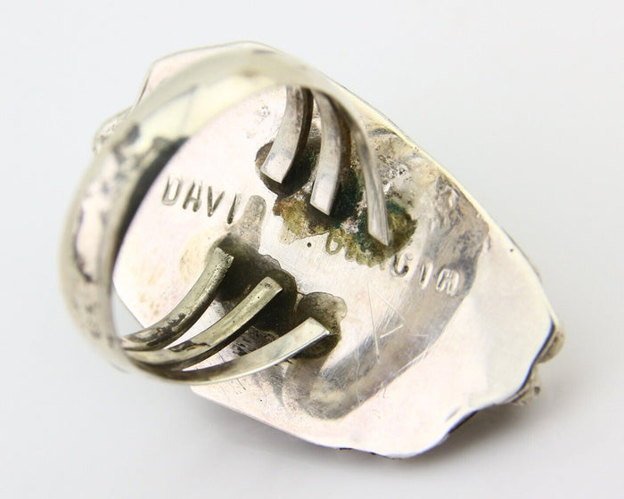 Navajo Ring 925 Silver Blue Tuquoise Signed David Garcia Size 8.0