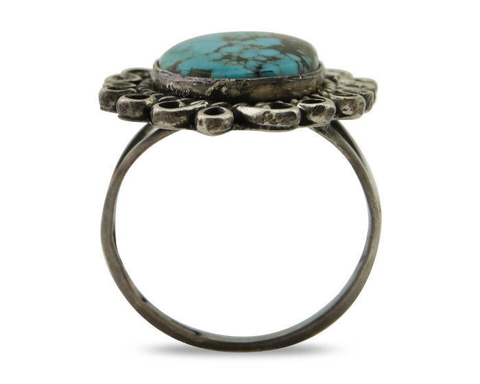 Navajo Ring 925 Silver Blue Turquoise Artist Siged Jerry Johnson C.80's