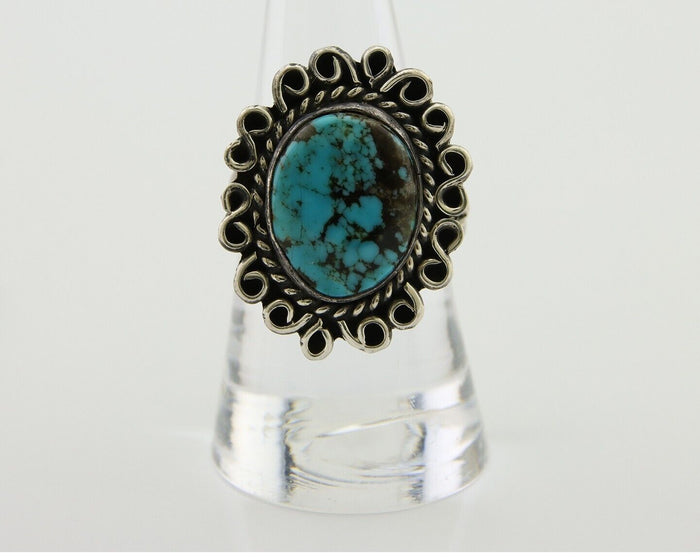 Navajo Ring 925 Silver Blue Turquoise Artist Siged Jerry Johnson C.80's