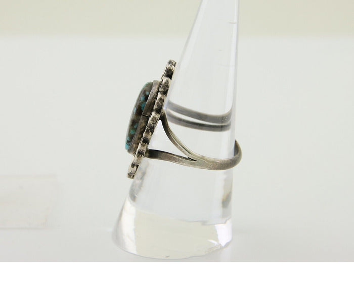 Navajo Ring 925 Silver Blue Turquoise Artist Siged Jerry Johnson C.80's