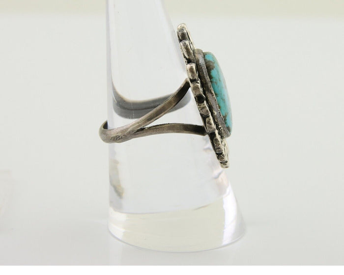 Navajo Ring 925 Silver Blue Turquoise Artist Siged Jerry Johnson C.80's