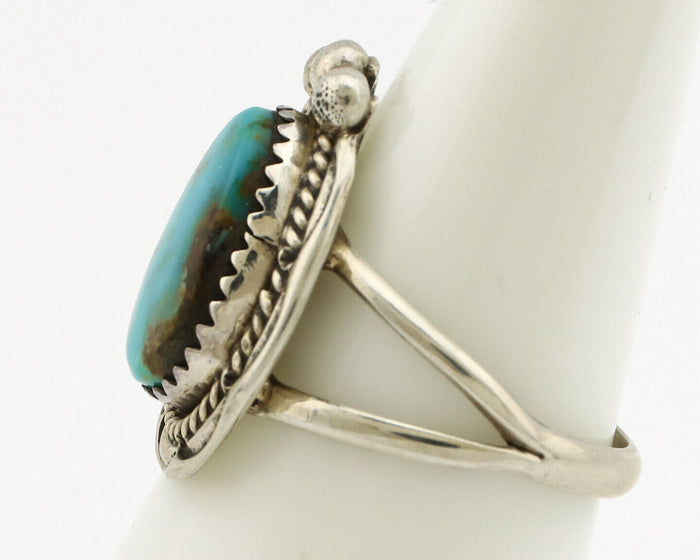 Navajo Ring .925 Silver Blue Turquoise Artist Signed Anna Begay C.1980's