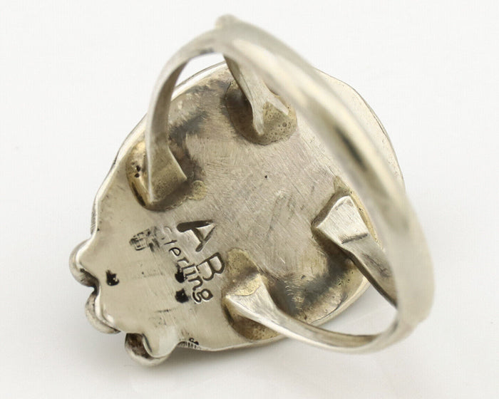 Navajo Ring .925 Silver Blue Turquoise Artist Signed Anna Begay C.1980's