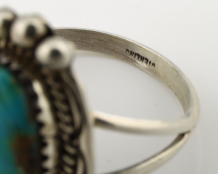Navajo Ring .925 Silver Blue Turquoise Artist Signed Anna Begay C.1980's