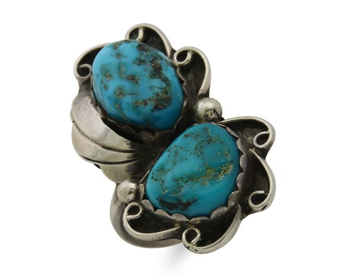Navajo Ring 925 Silver Blue Turquoise Artist Signed F C.80's