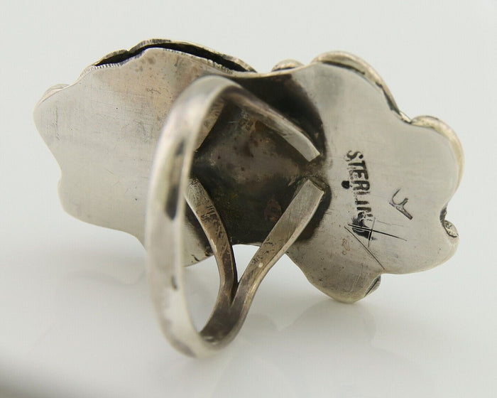 Navajo Ring 925 Silver Blue Turquoise Artist Signed F C.80's