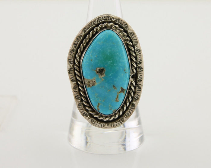 Navajo Ring .925 Silver Blue Turquoise Artist Signed HM C.80's