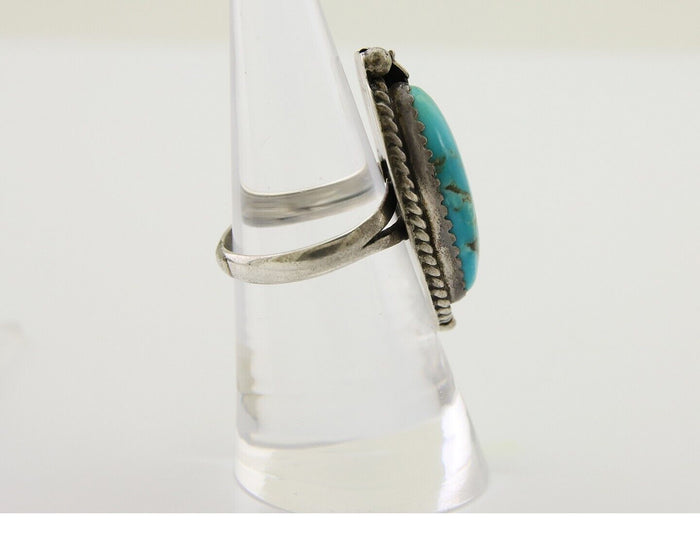 Navajo Ring .925 Silver Blue Turquoise Artist Signed HM C.80's