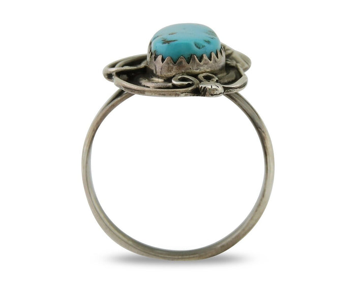 Navajo Ring .925 Silver Blue Turquoise Artist Signed Jack Tom C.80's