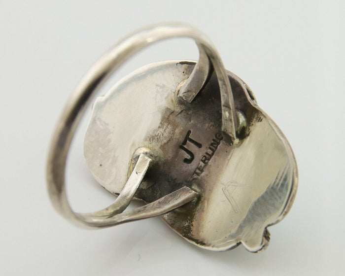 Navajo Ring .925 Silver Blue Turquoise Artist Signed Jack Tom C.80's