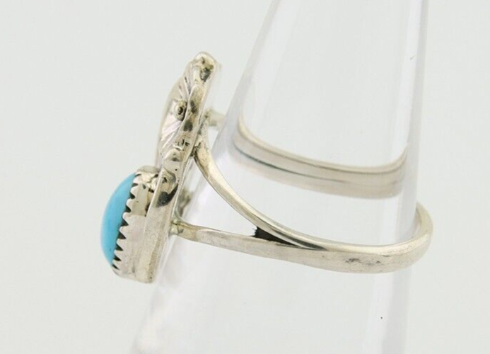Navajo Ring 925 Silver Blue Turquoise Artist Signed MH C.80's