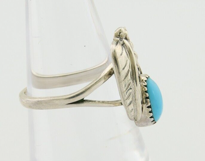 Navajo Ring 925 Silver Blue Turquoise Artist Signed MH C.80's