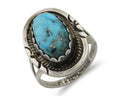 Navajo Ring 925 Silver Blue Turquoise Artist Signed Platero FNE C.80's Size 6.0