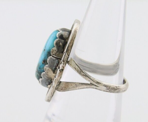 Navajo Ring 925 Silver Blue Turquoise Artist Signed Platero FNE C.80's Size 6.0