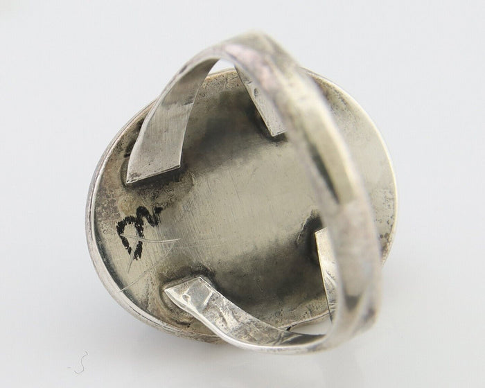 Navajo Ring 925 Silver Blue Turquoise Artist Signed Platero FNE C.80's Size 7.75