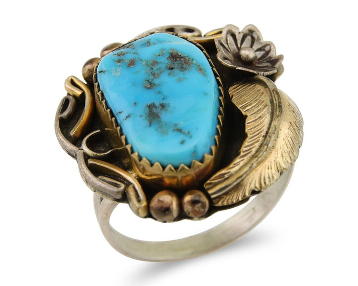 Navajo Ring 925 Silver Blue Turquoise Artist Signed S A Arviso C.80's