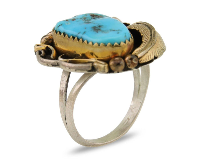 Navajo Ring 925 Silver Blue Turquoise Artist Signed S A Arviso C.80's