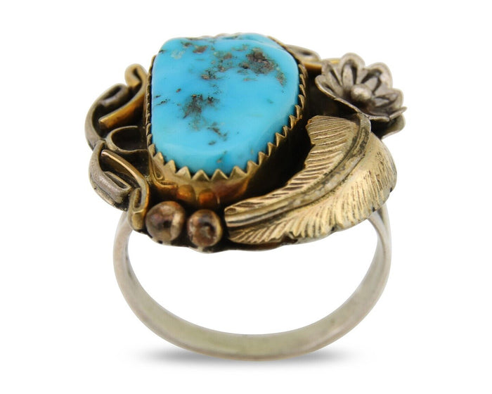 Navajo Ring 925 Silver Blue Turquoise Artist Signed S A Arviso C.80's