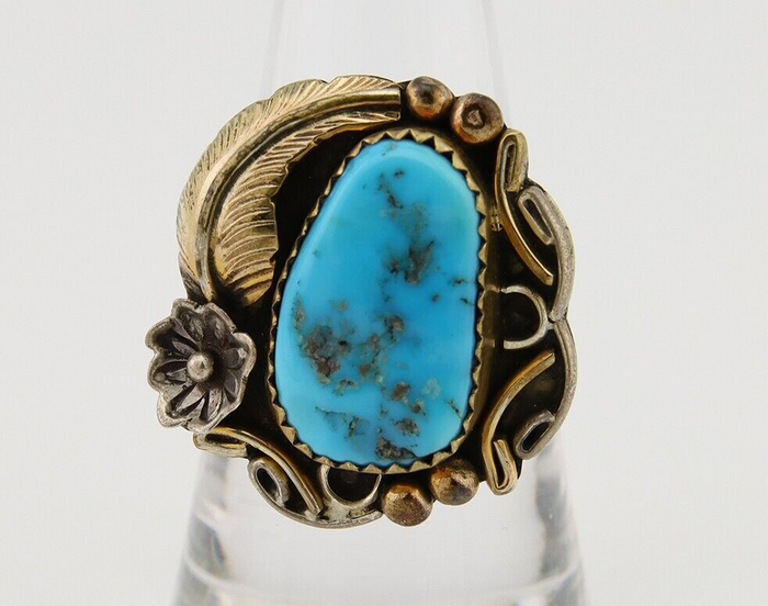 Navajo Ring 925 Silver Blue Turquoise Artist Signed S A Arviso C.80's