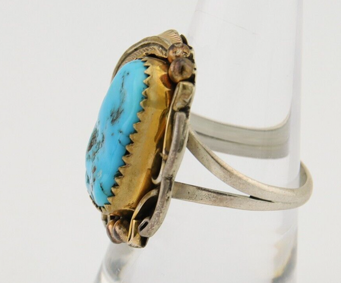 Navajo Ring 925 Silver Blue Turquoise Artist Signed S A Arviso C.80's