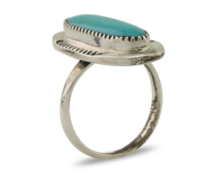 Navajo Ring 925 Silver Blue Turquoise Artist Signed SE C.80's
